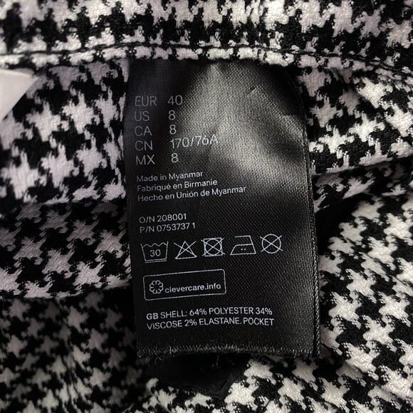 H&M Houndstooth High Waist Paperbag Belted Ankle Pant Women's Size 8 - Picture 6 of 8